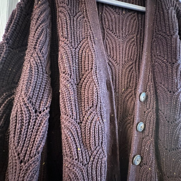 Chunky Knit Brown Cardigan Sweater - Picture 4 of 5